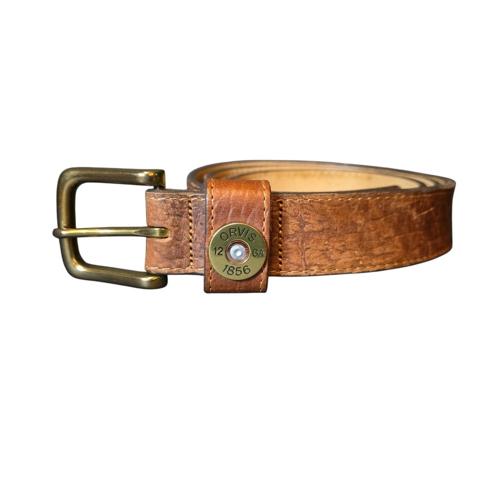 Orvis Mens Brown Full Grain Bison Leather Shotshell Belt 2C3S Size 44
